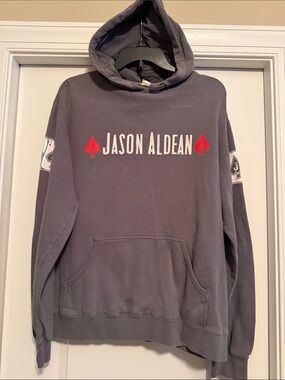 Men’s Jason Aldean Charcoal Graphic Hoodie - Red Spade Accents